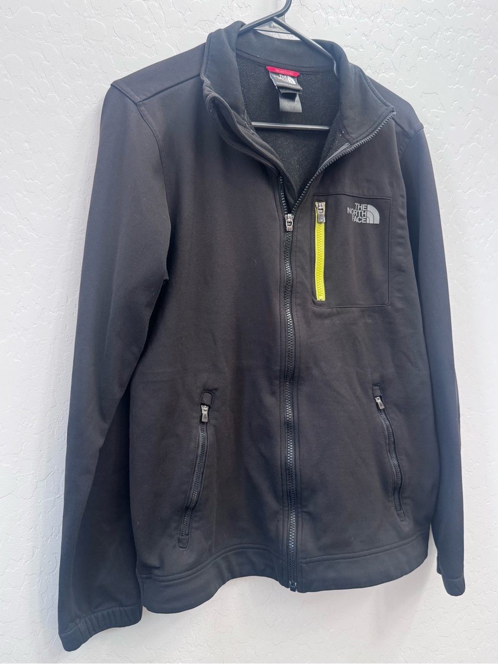 The North Face Black Jacket with Yellow Chest-Zip